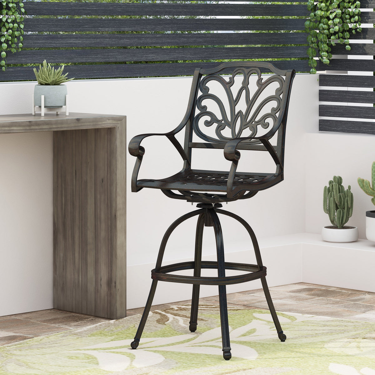 Cast Aluminium Swivel Bar Stool