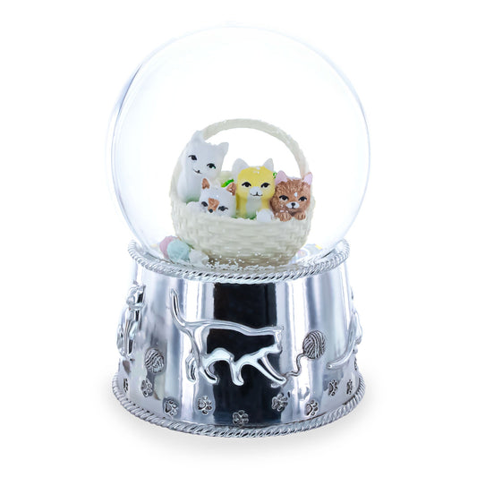 Kittens in a Basket Glass Water Snow Globe