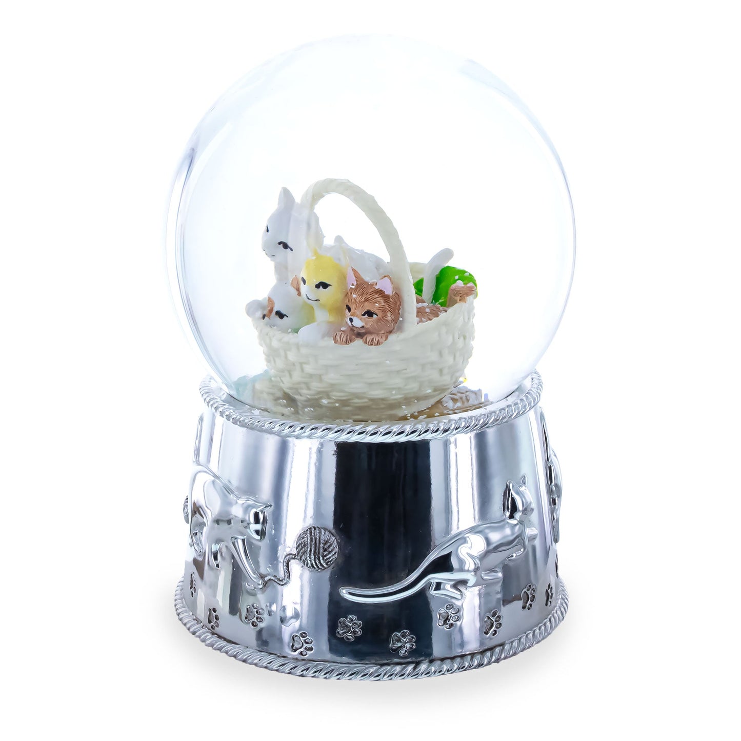 Kittens in a Basket Glass Water Snow Globe
