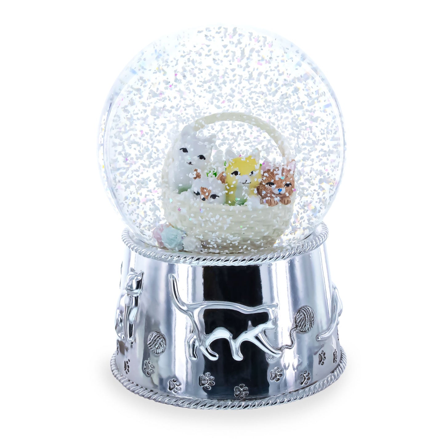 Kittens in a Basket Glass Water Snow Globe