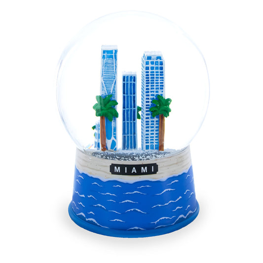 Miami Beach Skyline Glass Water Snow Globe
