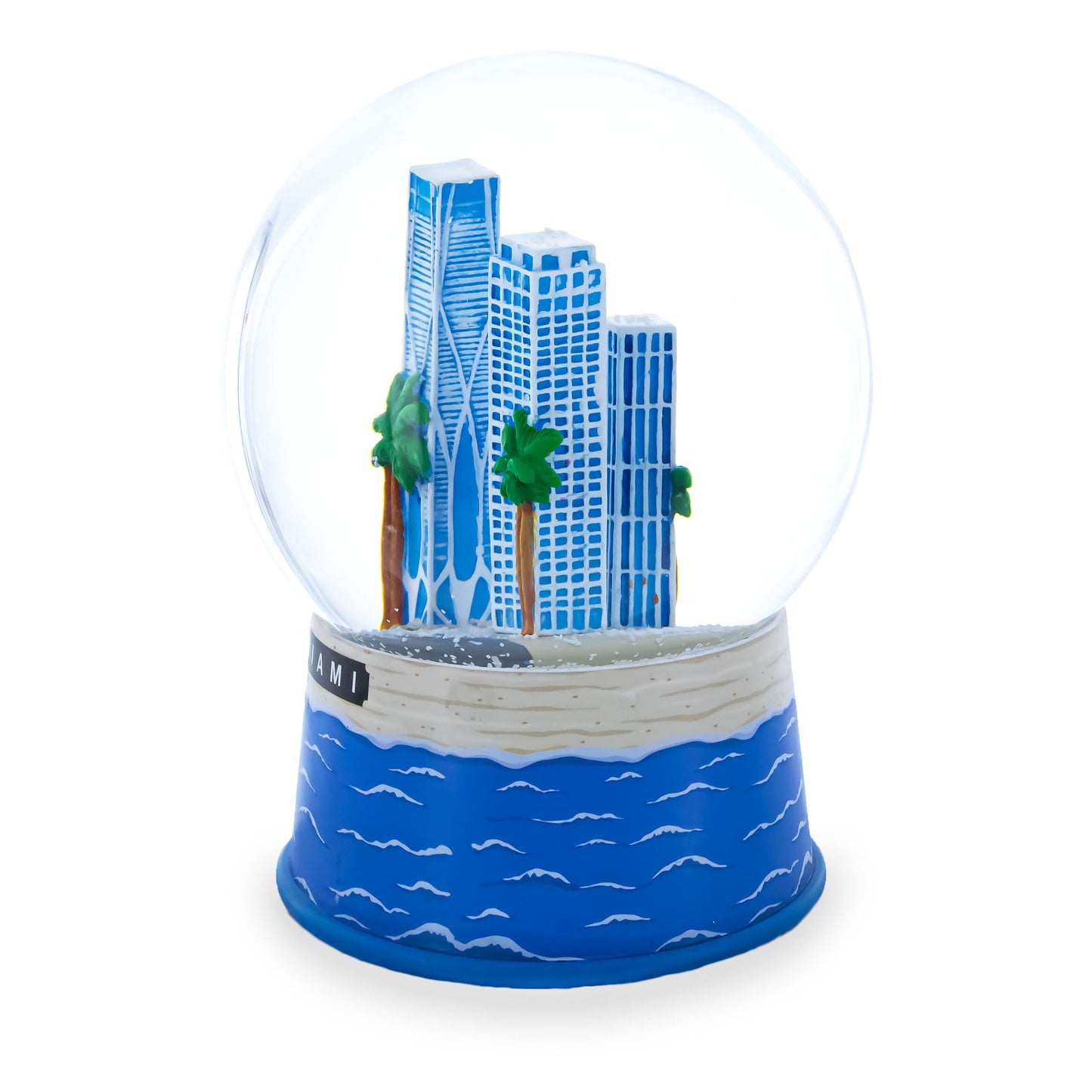 Miami Beach Skyline Glass Water Snow Globe