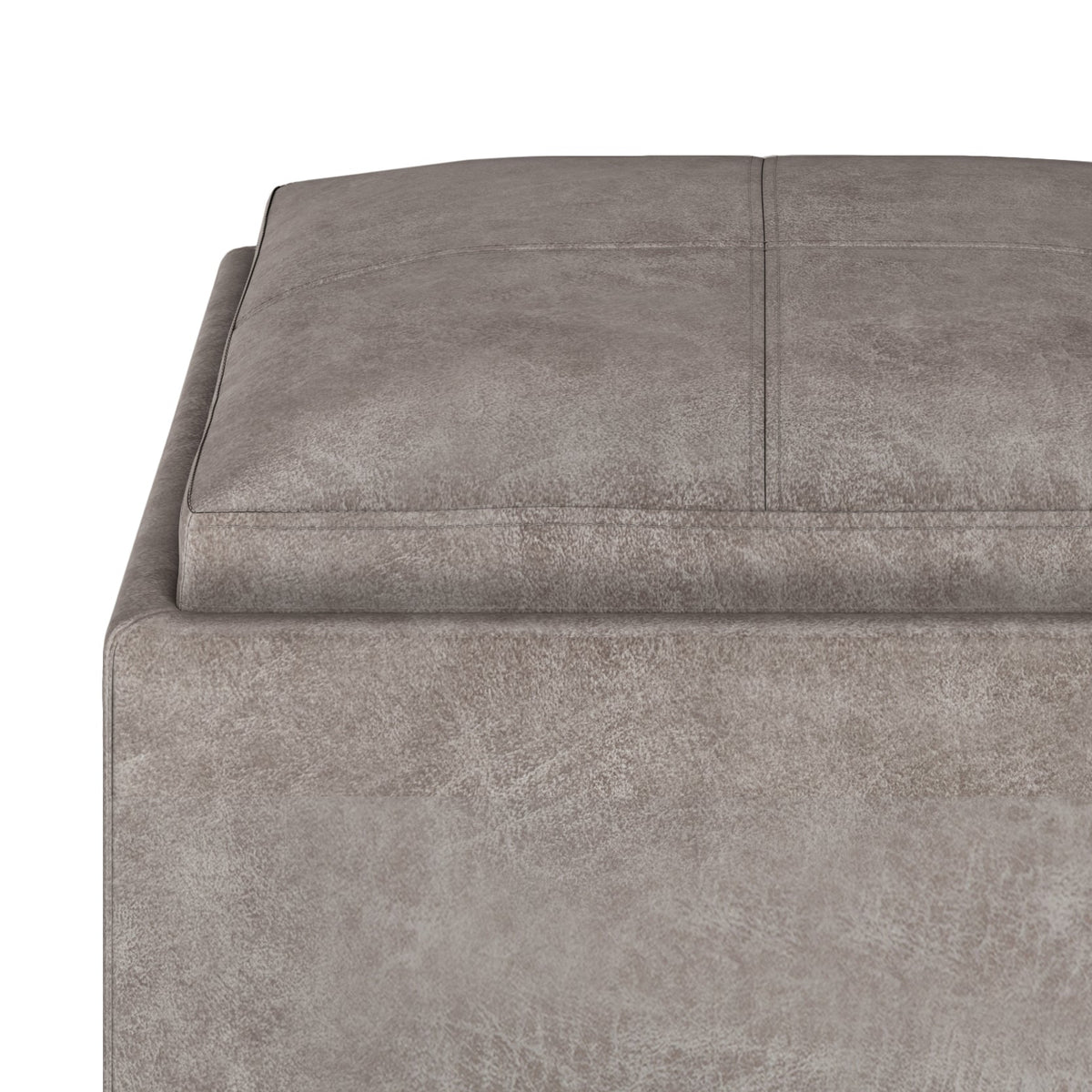 Rockwood 17 Inch Wide Cube Storage Ottoman with Tray in Distressed