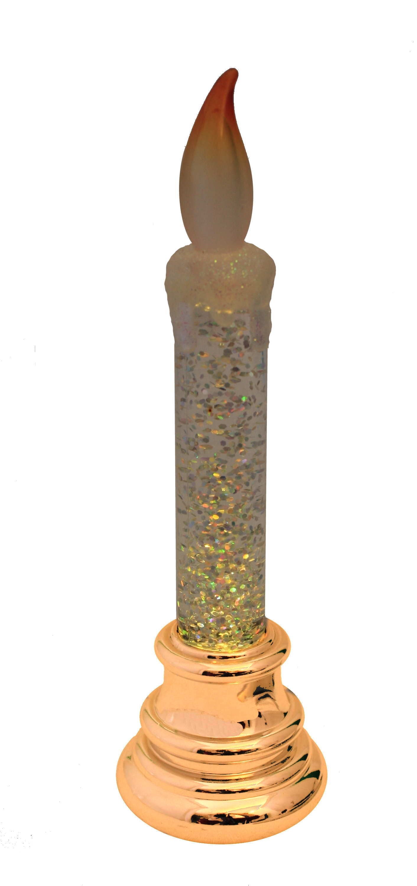 Glitter Water Candle - 6 Inch - Silver Base