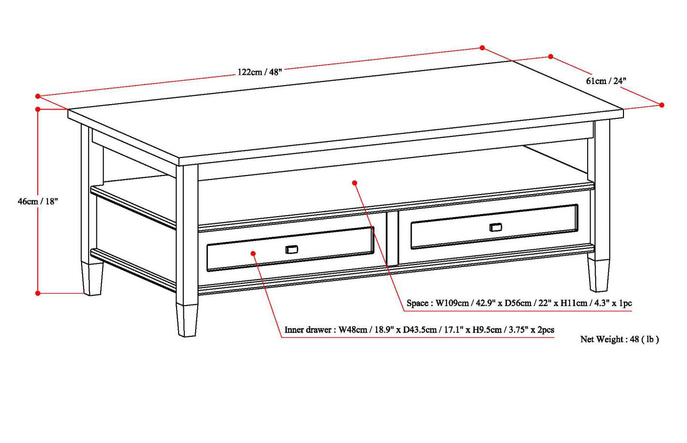 Warm Shaker Solid Wood Transitional Coffee Table
