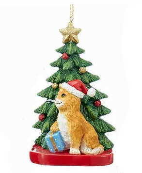 Cat with a Christmas Tree Ornament - Tabby