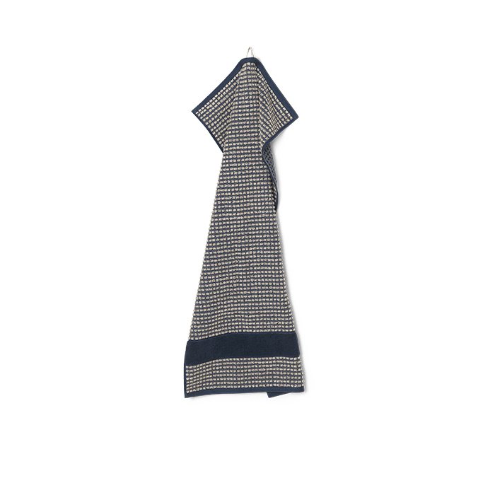 JUNA Check Hand Towel, Dark Blue