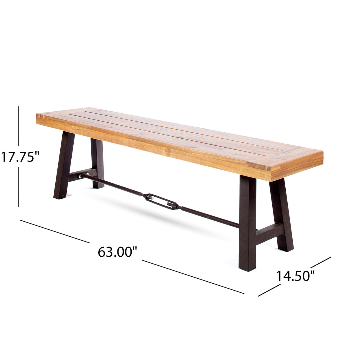 Catriona Acacia Wood Outdoor Bench (Set of 2)