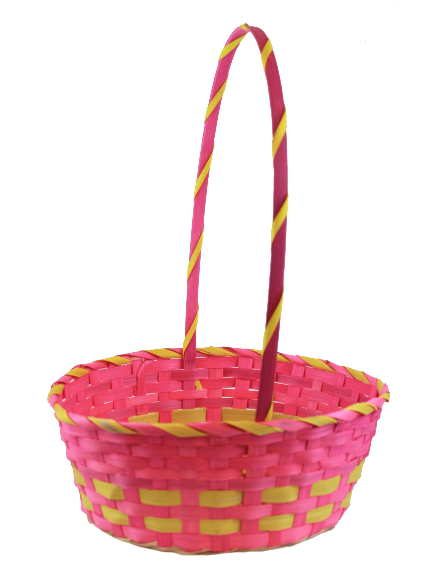 Large Bamboo Easter Basket with Wrapped Handle - Blue