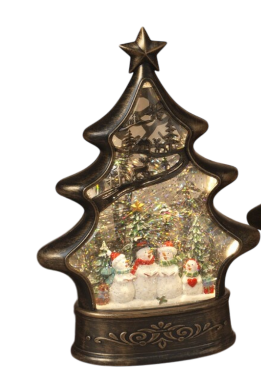 Illuminated Christmas Tree Water Globe  - Snowman