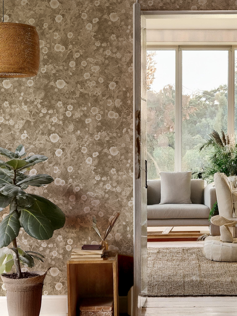 Cali Flowers Wallpaper, neutrals