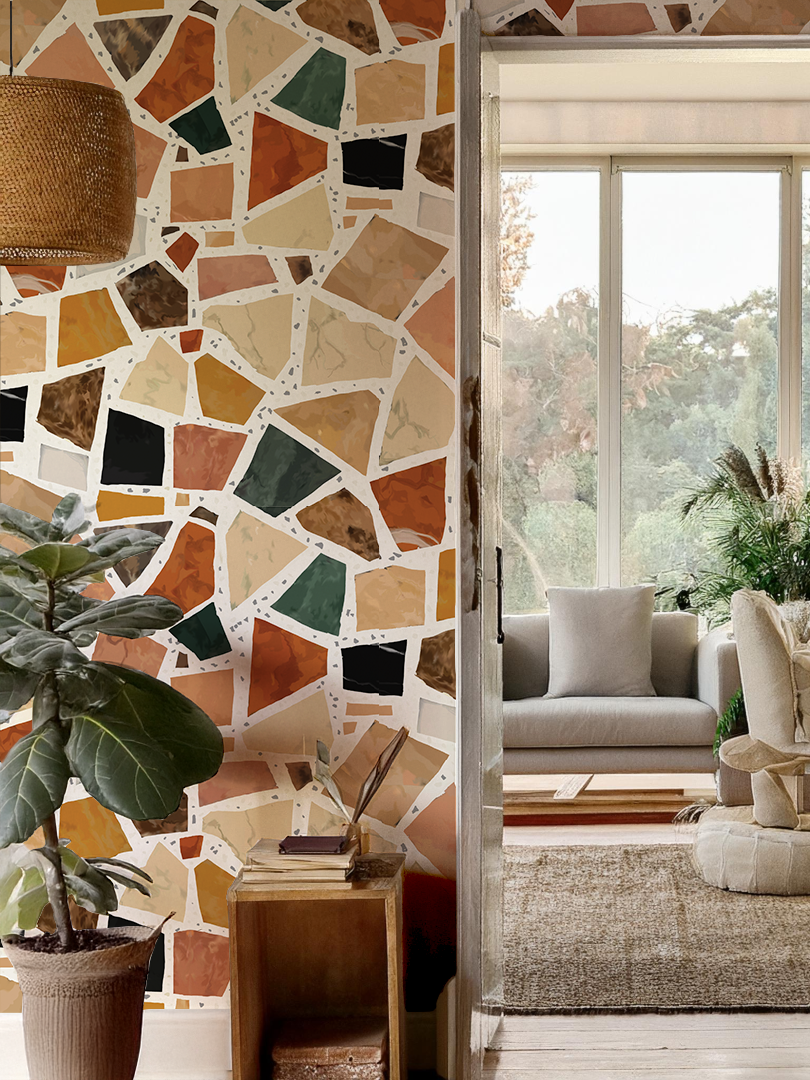 Dolce Terrazzo Wallpaper, white