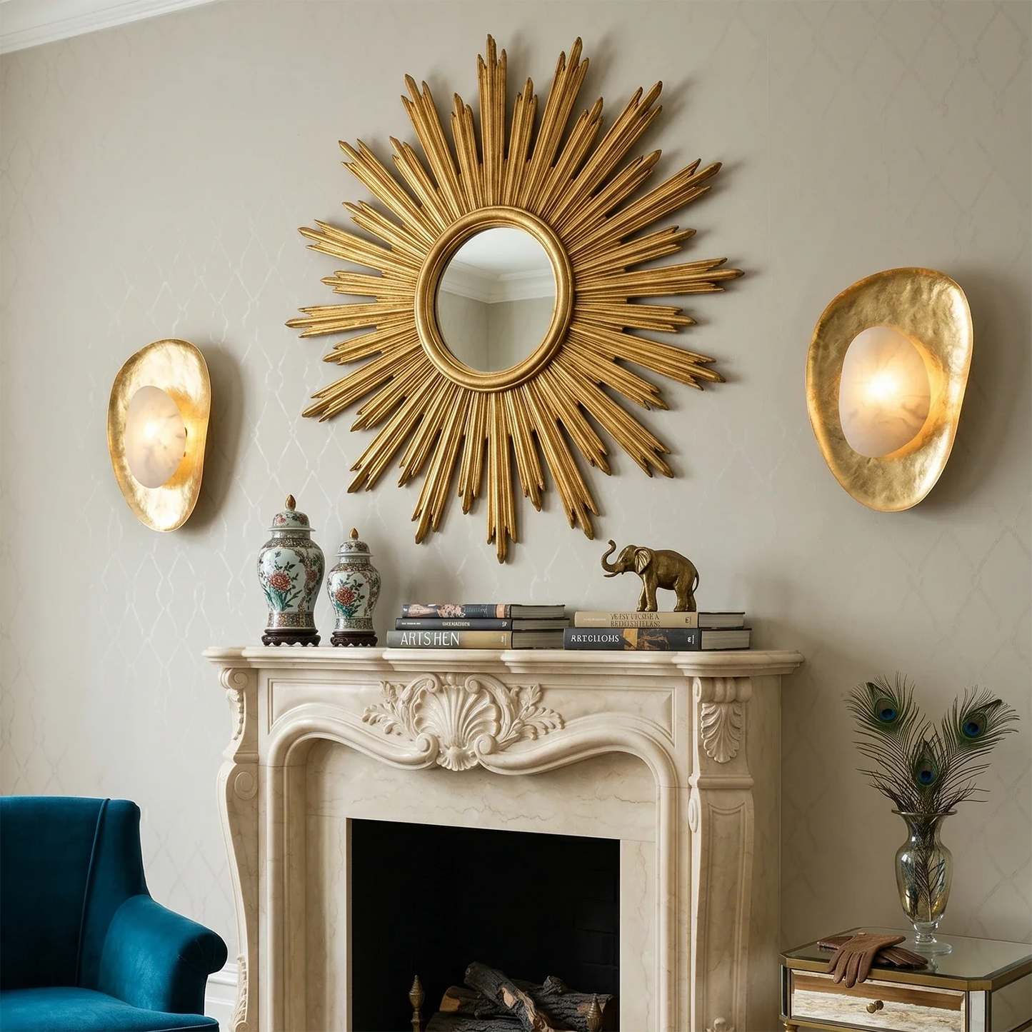 Hand-Crafted Hammered Metal Lotus Leaf Wall Sconce