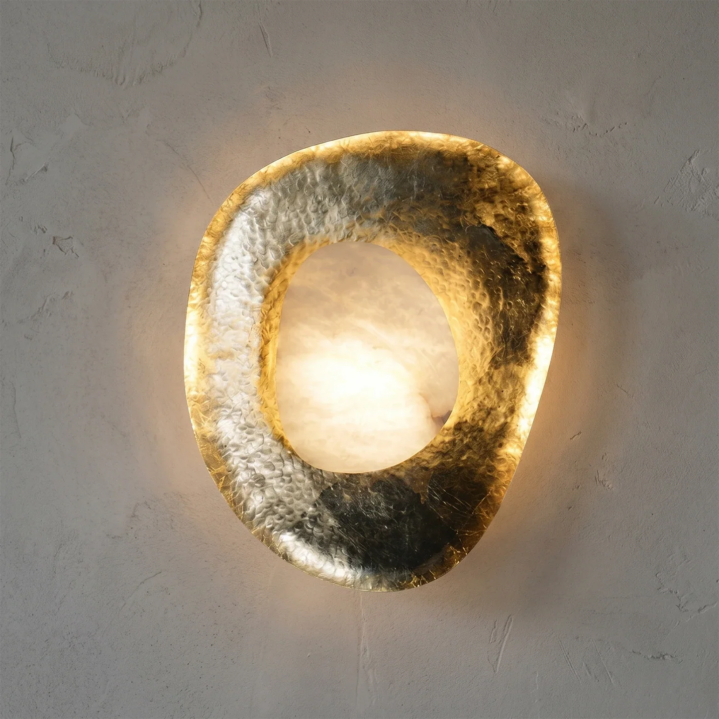 Hand-Crafted Hammered Metal Lotus Leaf Wall Sconce