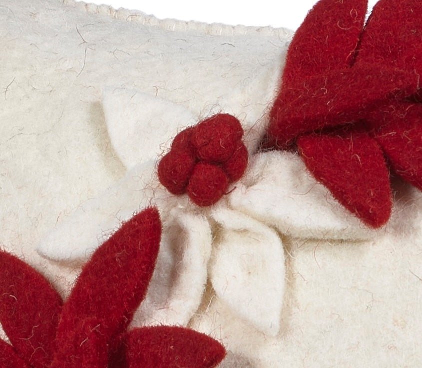 Hand Felted Wool Christmas Pillow - JOY Wreath Cream - 20" Arcadia Home
