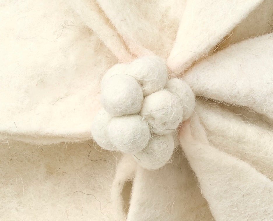 Hand Felted Wool Pillow - 3D Flower Cream Gray - 20" Arcadia Home
