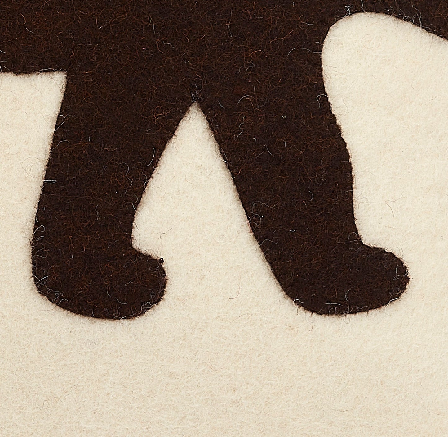 Hand Felted Wool Pillow - Brown Bear Silhouette Cream - 20" Arcadia Home