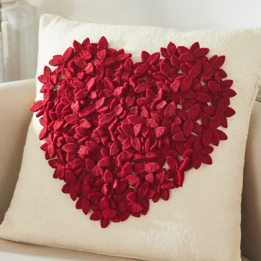 Hand Felted Wool Pillow Cover - Red Heart Cream - 20" Arcadia Home