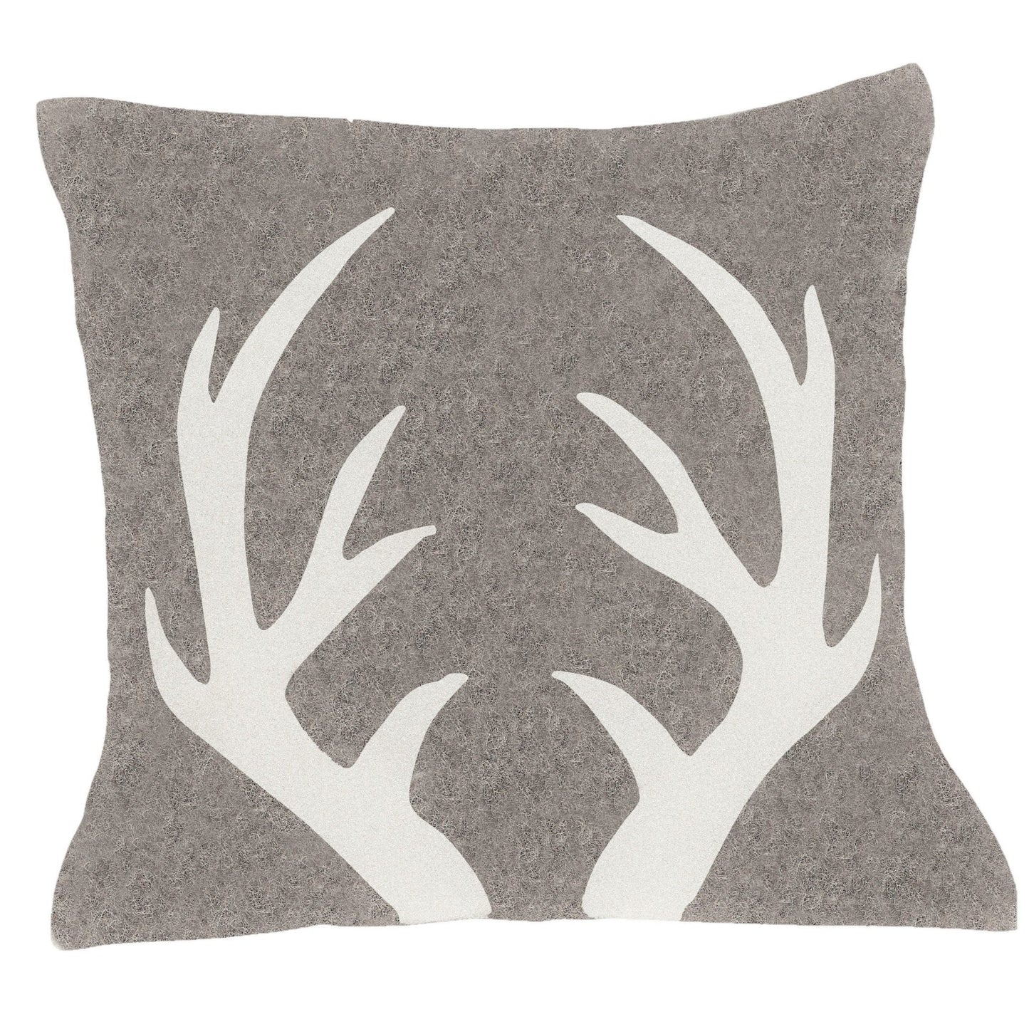 Hand Felted Wool Pillow - Cream Antlers Gray - 20" Arcadia Home