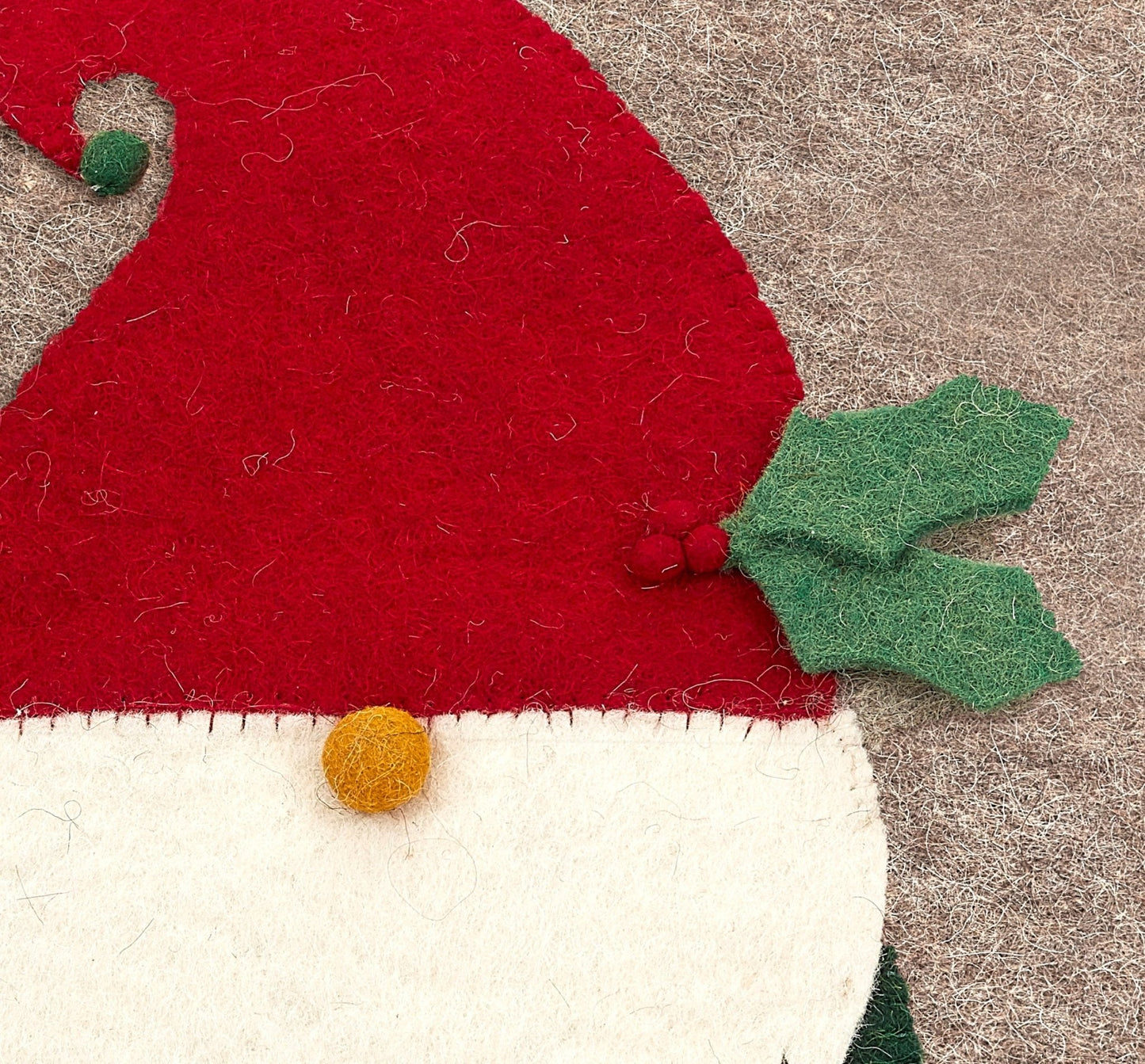Hand Felted Wool Pillow - Gnome Red Hat Gray - 20" Arcadia Home