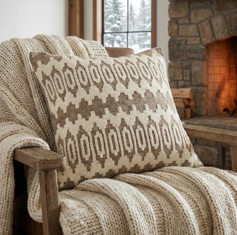 Hand Felted Wool Pillow - Scandinavian Design Gray - 20" Arcadia Home