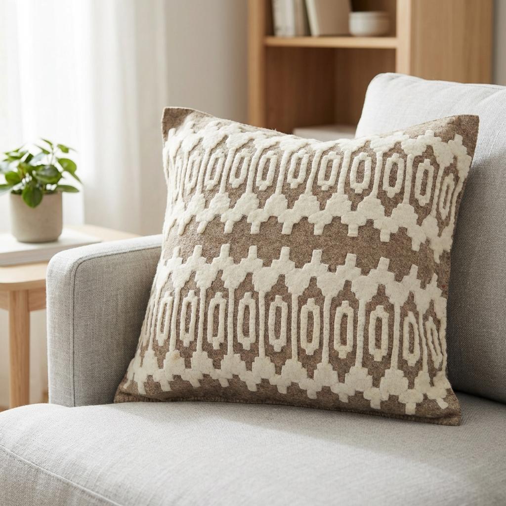 Hand Felted Wool Pillow - Scandinavian Design Gray - 20" Arcadia Home