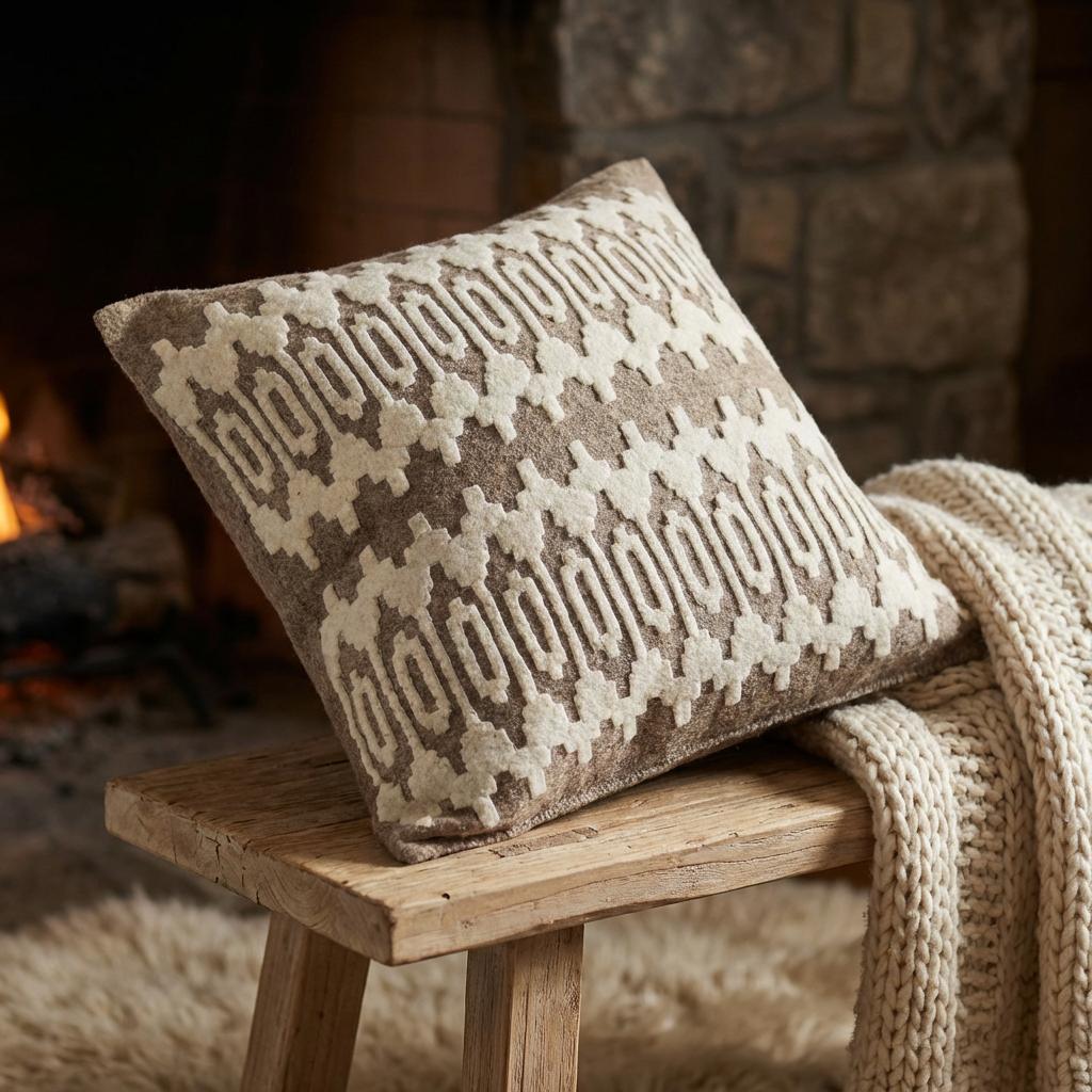 Hand Felted Wool Pillow - Scandinavian Design Gray - 20" Arcadia Home