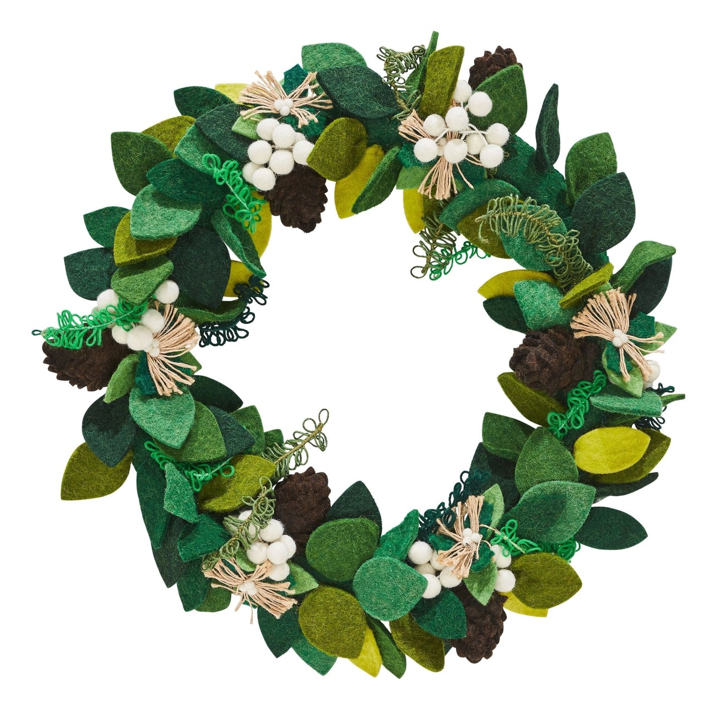 Hand Felted Wool Wreath Cream Berries - 20" Arcadia Home