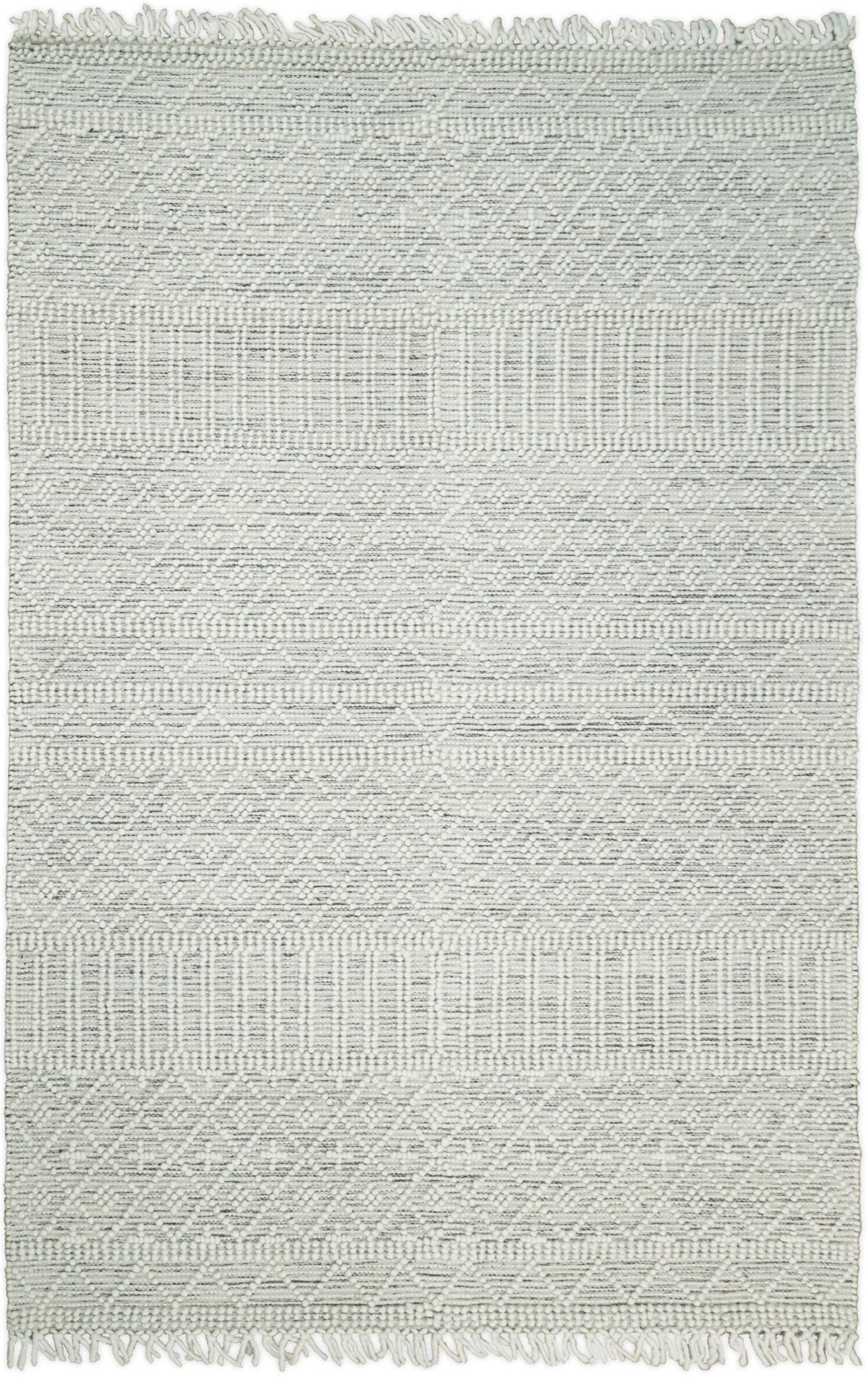 Flatwoven Dhurrie Woolen Chunky and Soft White Wool Area Rug, Living Room and Kids Rug | CAL1