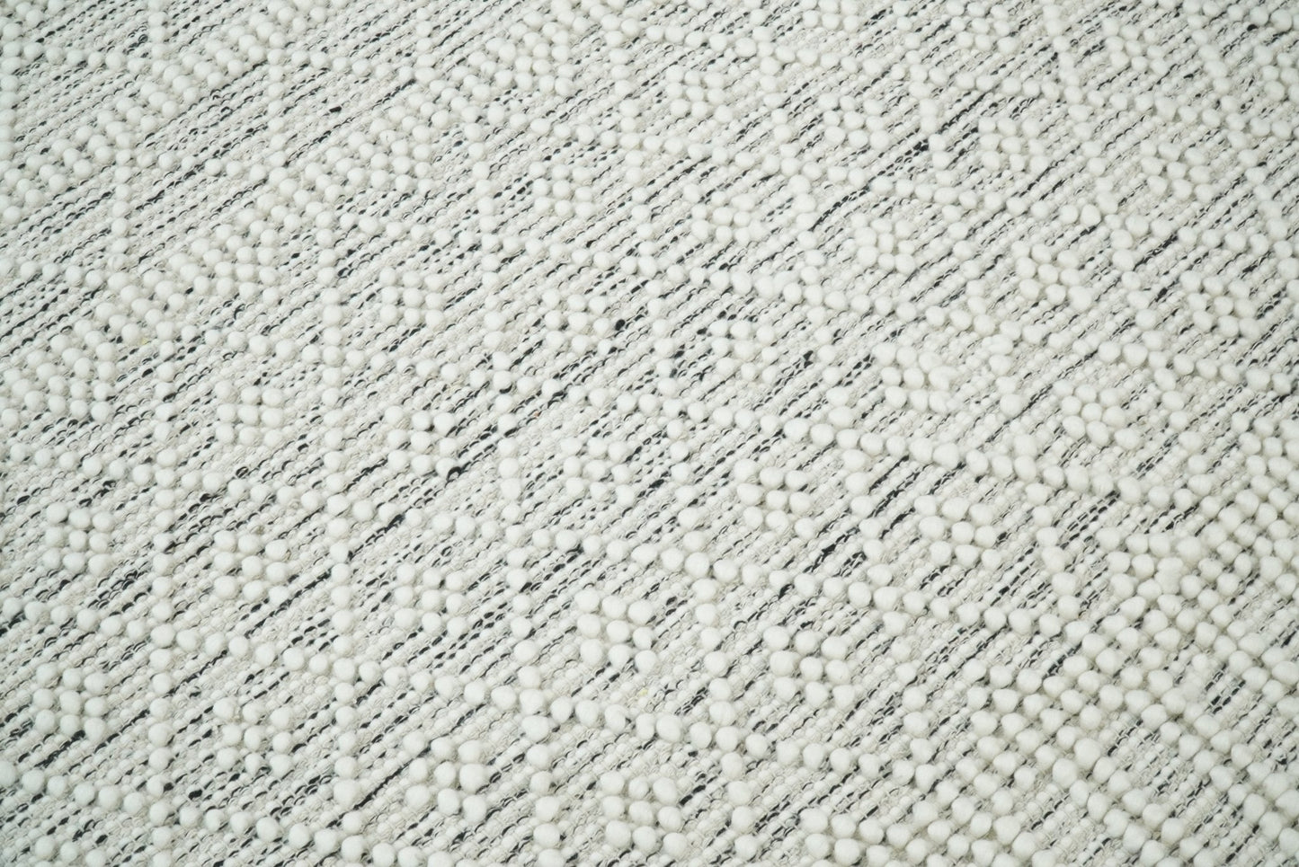 Flatwoven Dhurrie Woolen Chunky and Soft White Wool Area Rug, Living Room and Kids Rug | CAL1