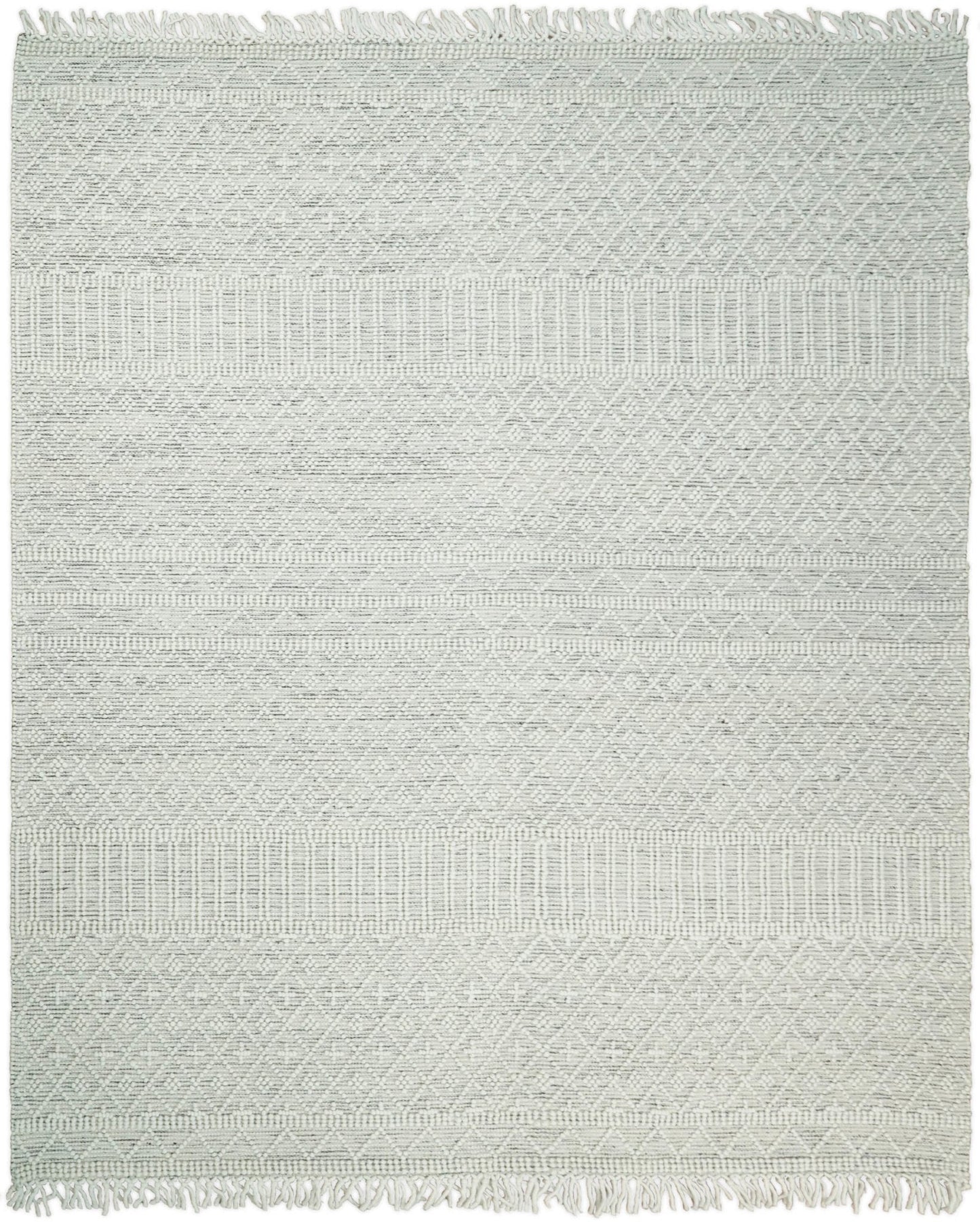 Flatwoven Dhurrie Woolen Chunky and Soft White Wool Area Rug, Living Room and Kids Rug | CAL1