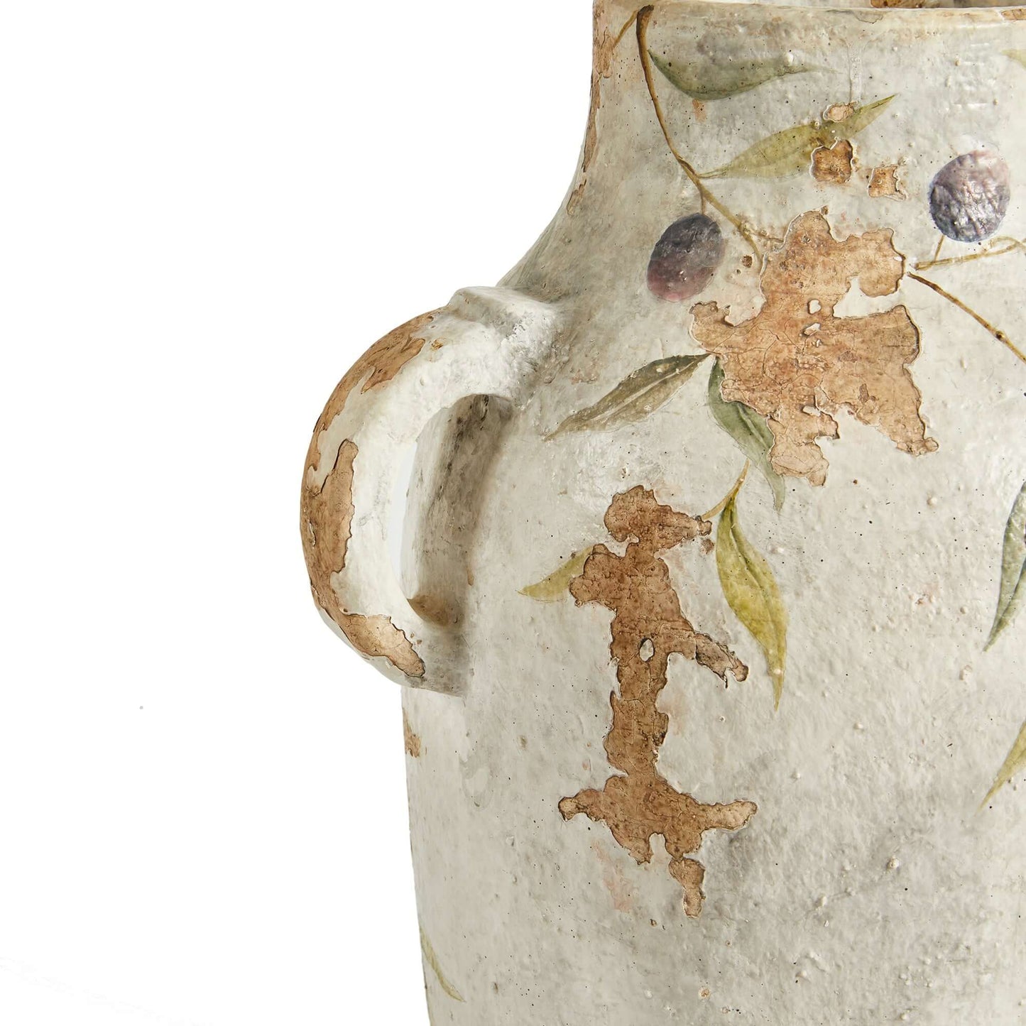 Hand-Painted Italian Olive Vine Ceramic Urn