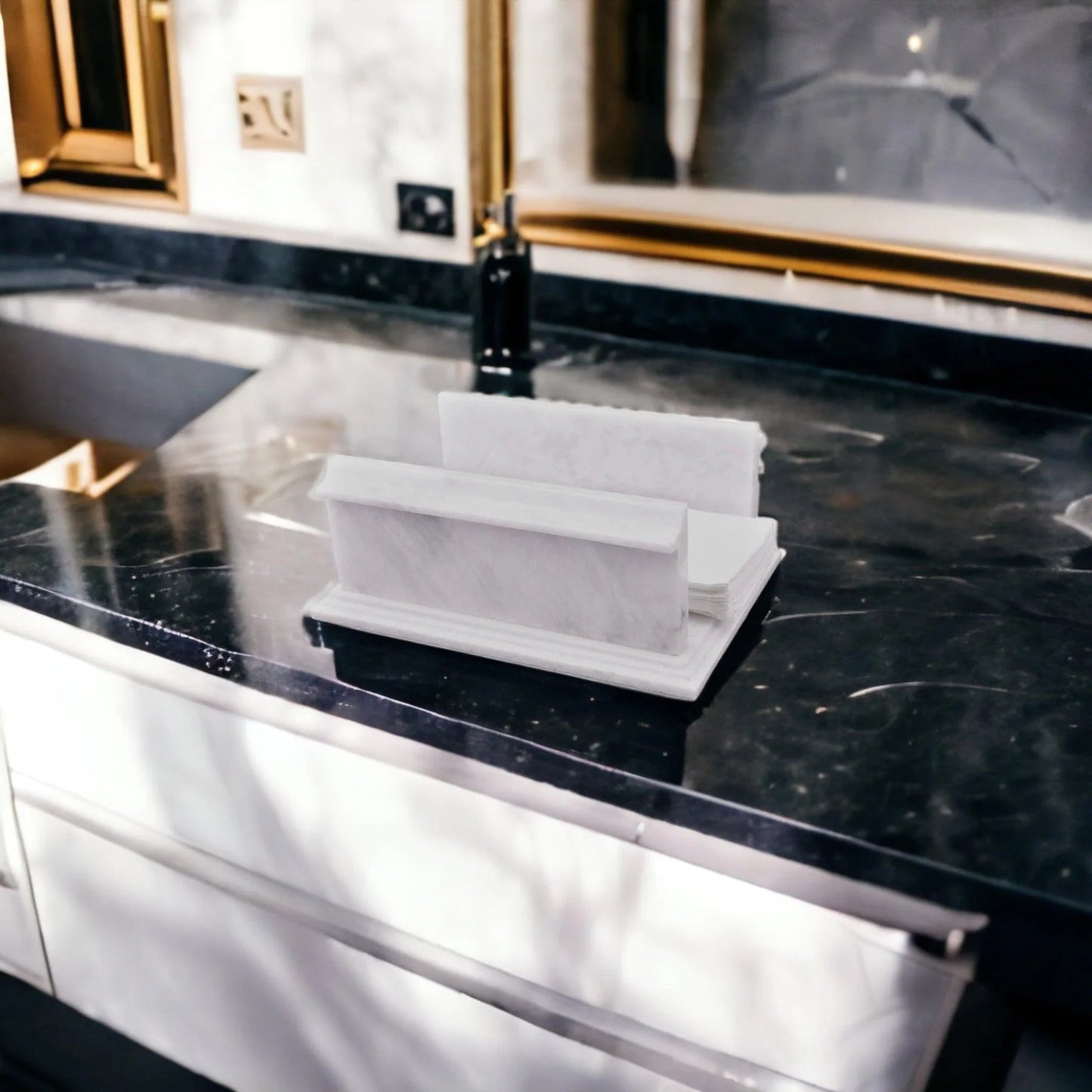 Hand Towel Holder of White Marble