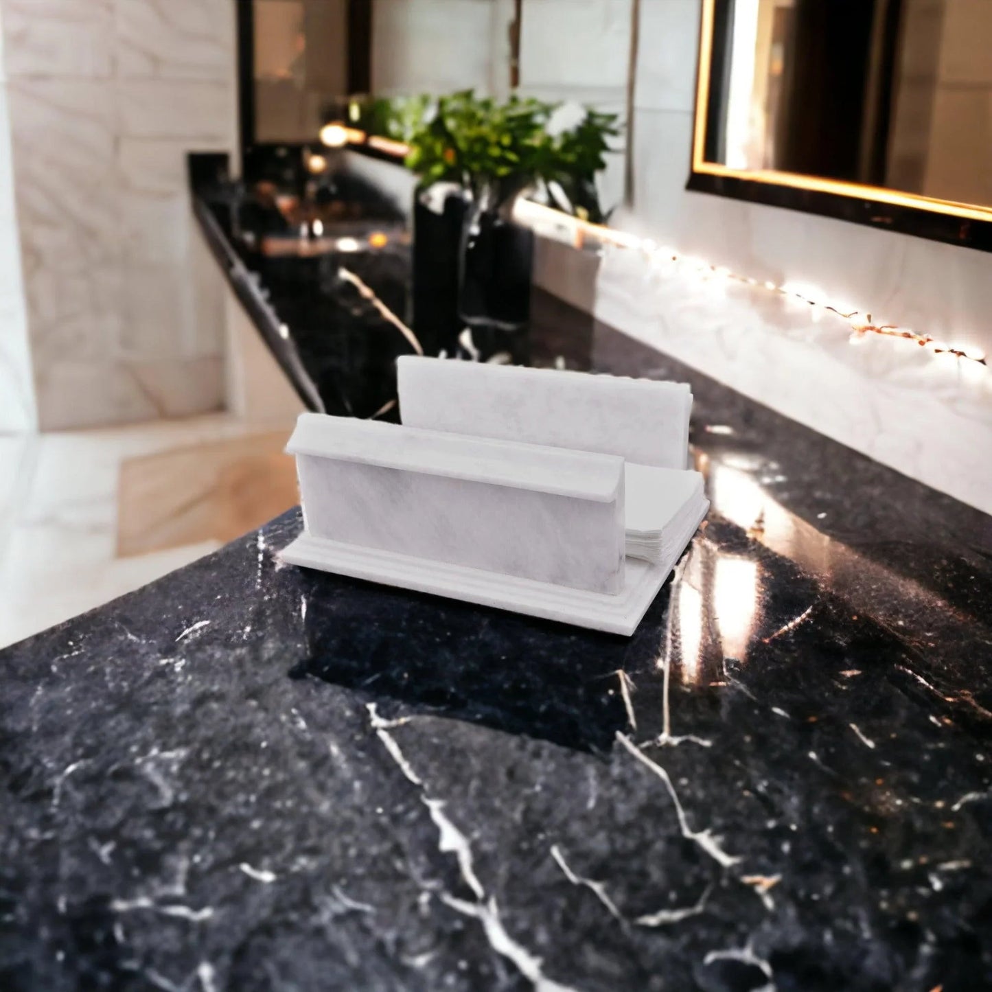 Hand Towel Holder of White Marble