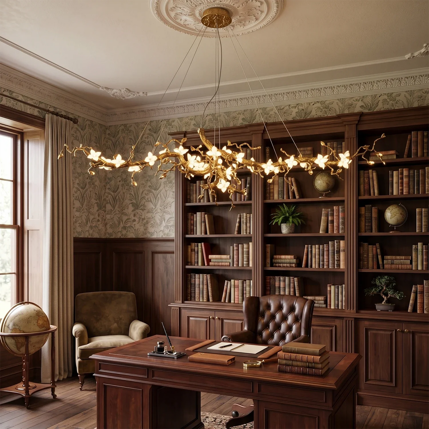Handcrafted Sculptural Floral Branch Chandelier