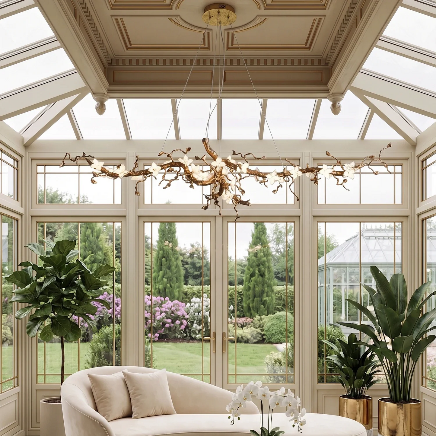 Handcrafted Sculptural Floral Branch Chandelier