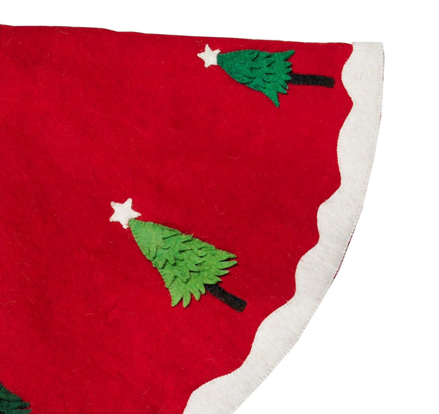 Handmade Christmas Tree Skirt Felt - Trees Red - 60" Arcadia Home