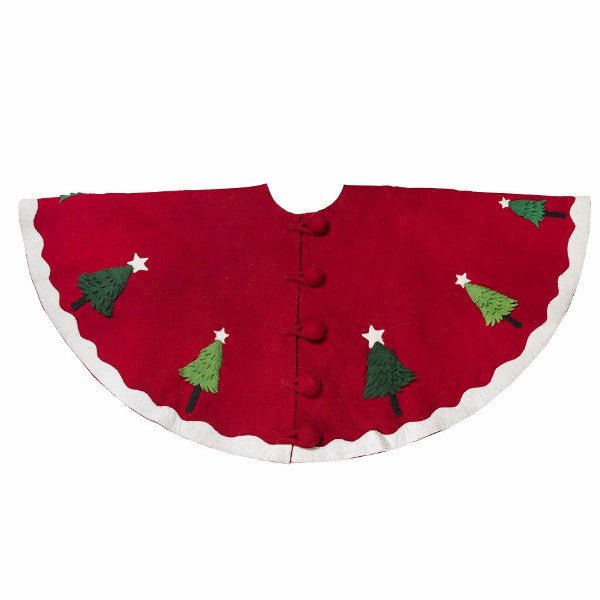 Handmade Christmas Tree Skirt Felt - Trees Red - 60" Arcadia Home