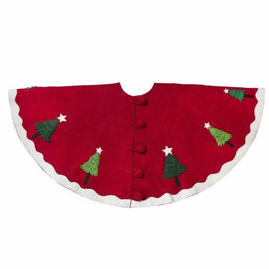 Handmade Christmas Tree Skirt Felt - Trees Red - 60" Arcadia Home