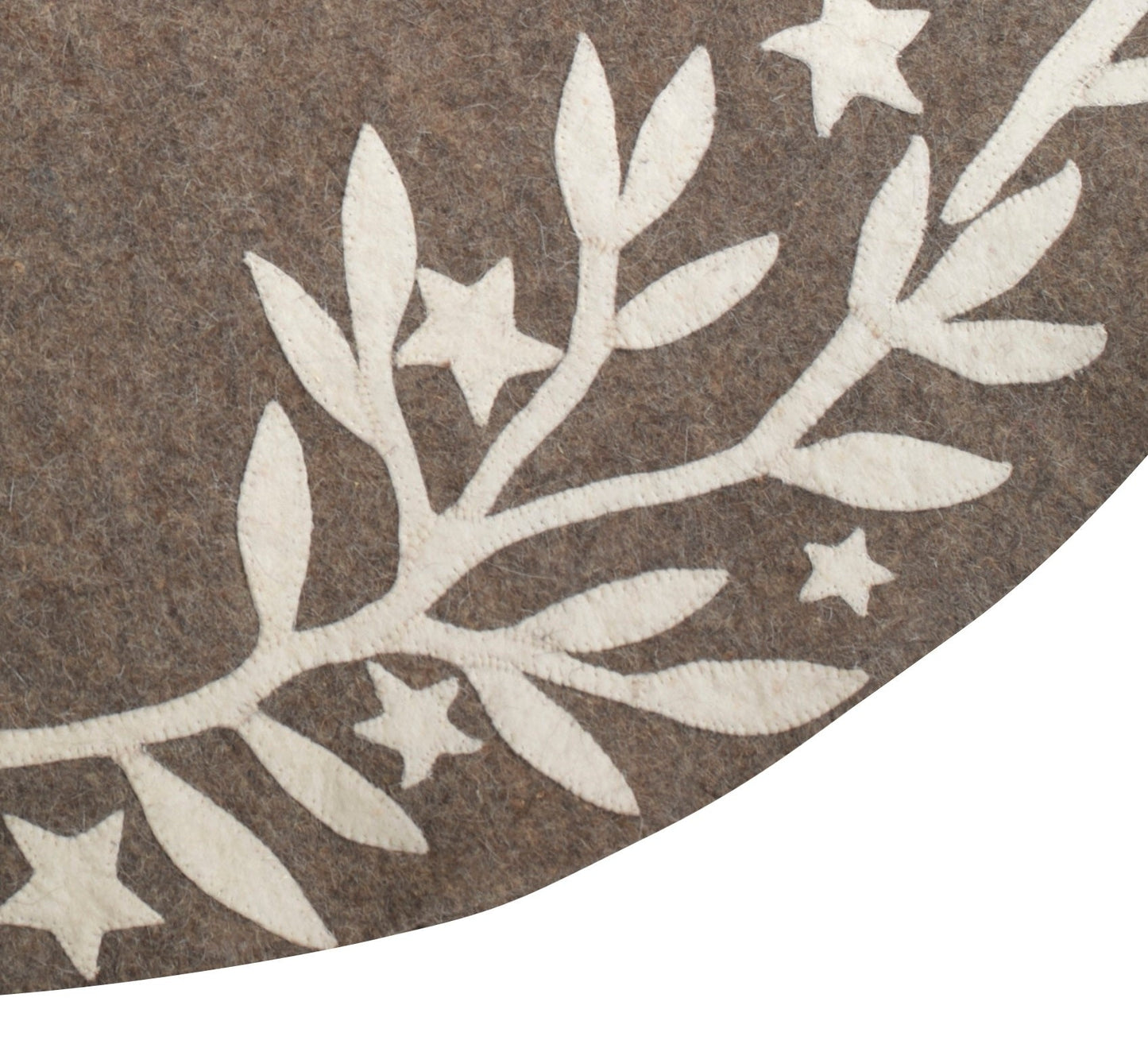 Handmade Felt Branches and Stars Gray Christmas Tree Skirt Arcadia Home