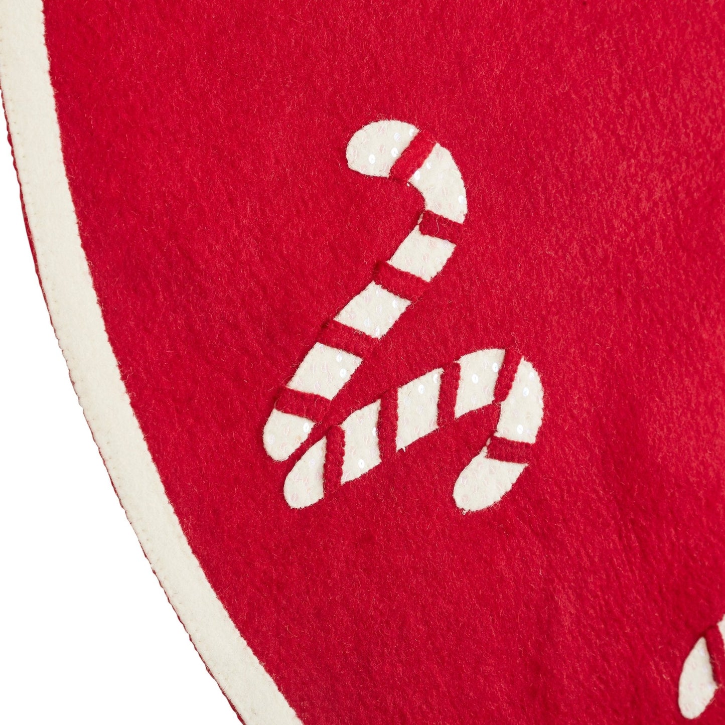 Handmade Candy Canes Red Felt Christmas Tree Skirt Felt 60" Arcadia Home