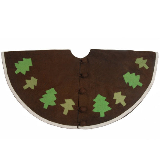 Handmade Rustic Trees Brown Felt Christmas Tree Skirt 60" Arcadia Home