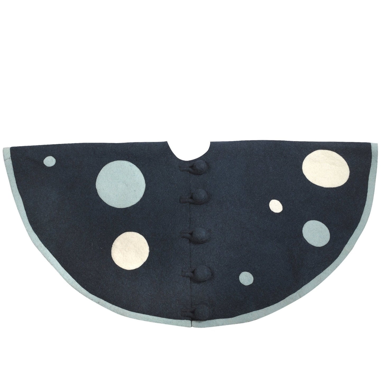 Hand Felted Wool Blue Polka Dots Christmas Tree Skirt 60" Arcadia Home