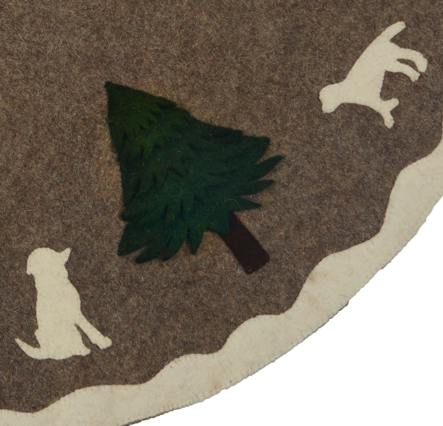 Hand Felted Wool Dogs and Trees Gray XL Christmas Tree Skirt 72" Arcadia Home