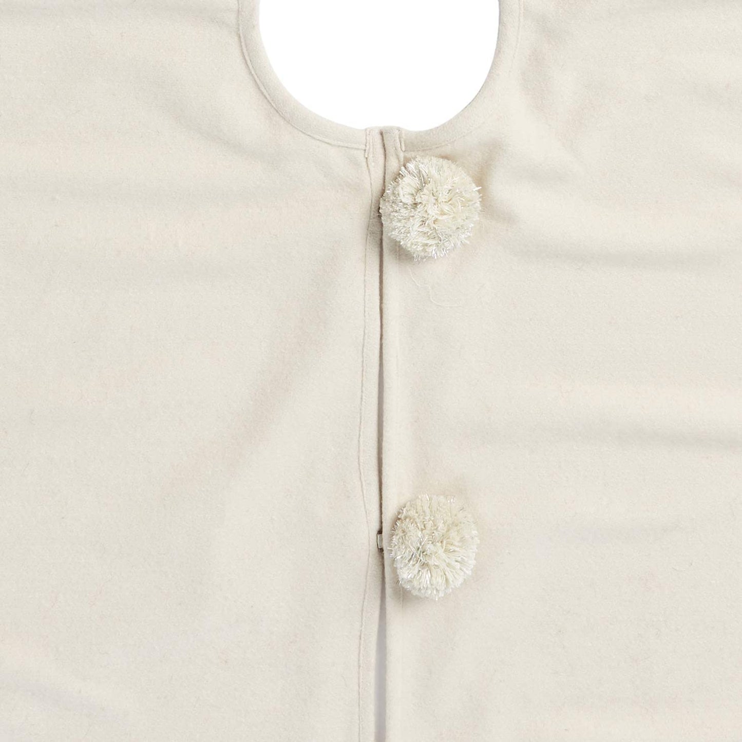 Handmade Cream Fringe Border Christmas Tree Skirt Wool 60" Arcadia Home