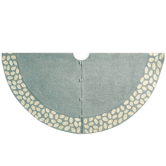 Handmade Christmas Tree Skirt Wool - Pebble Border Gray- 60" Arcadia Home