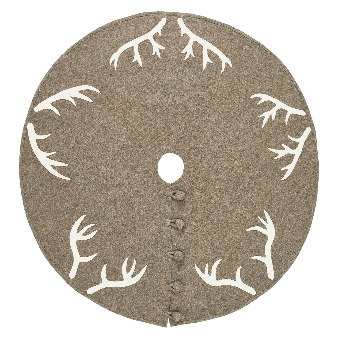 Handmade Felt Antlers Gray Christmas Tree Skirt 60" / 72" Arcadia Home