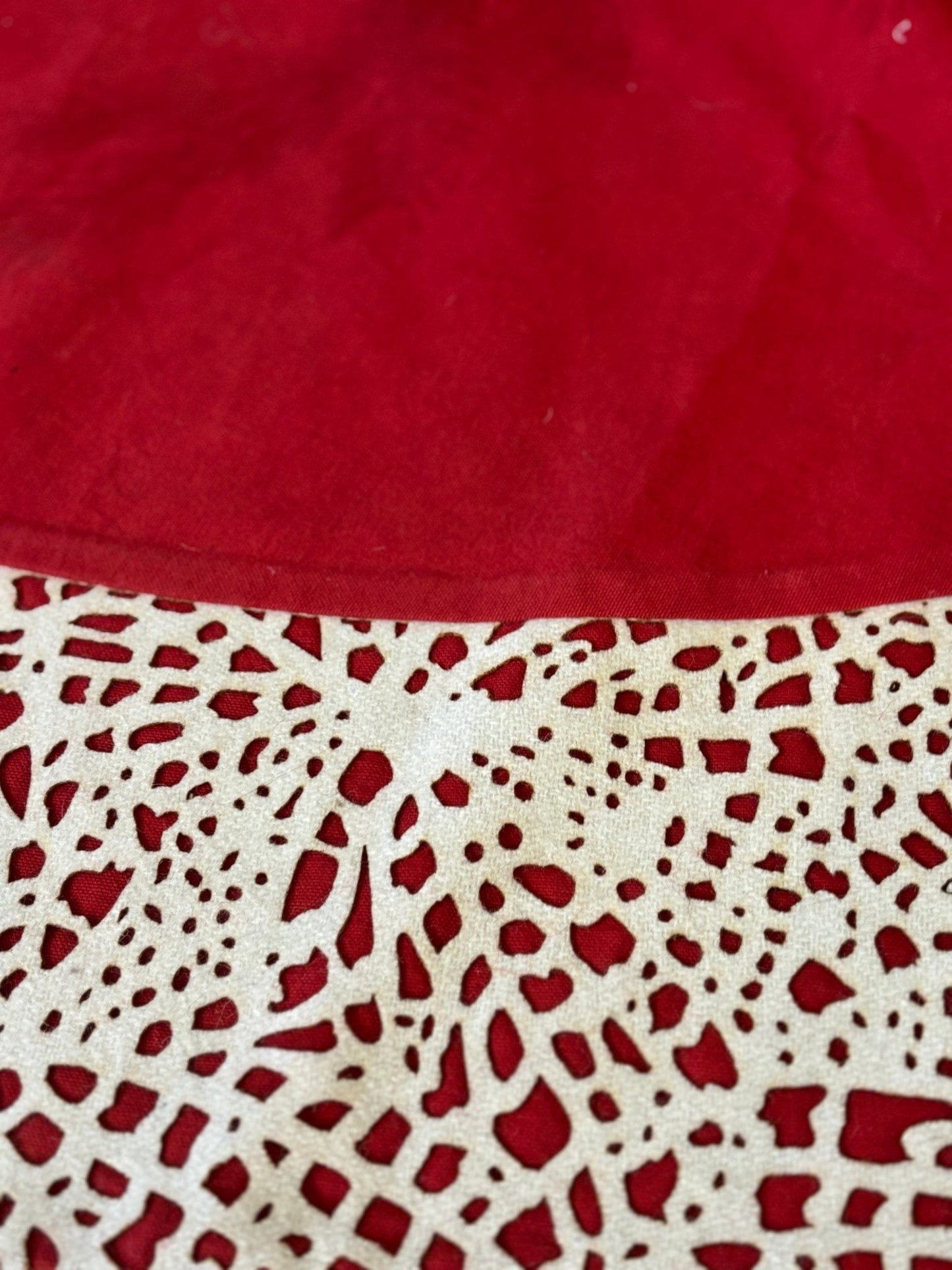 Handmade Linen Precision Cut Red Christmas Tree Skirt – 60" Arcadia Home