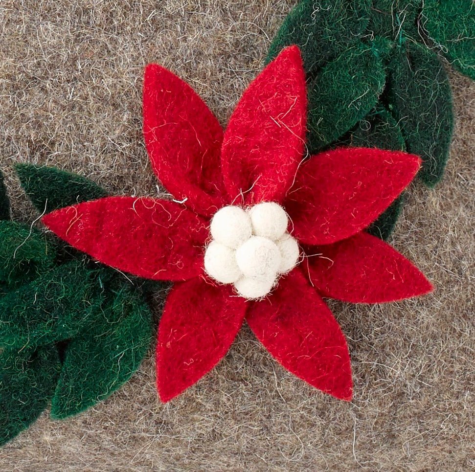 Handmade Pillow Hand Felted Wool - LOVE Wreath Gray - 20" Arcadia Home