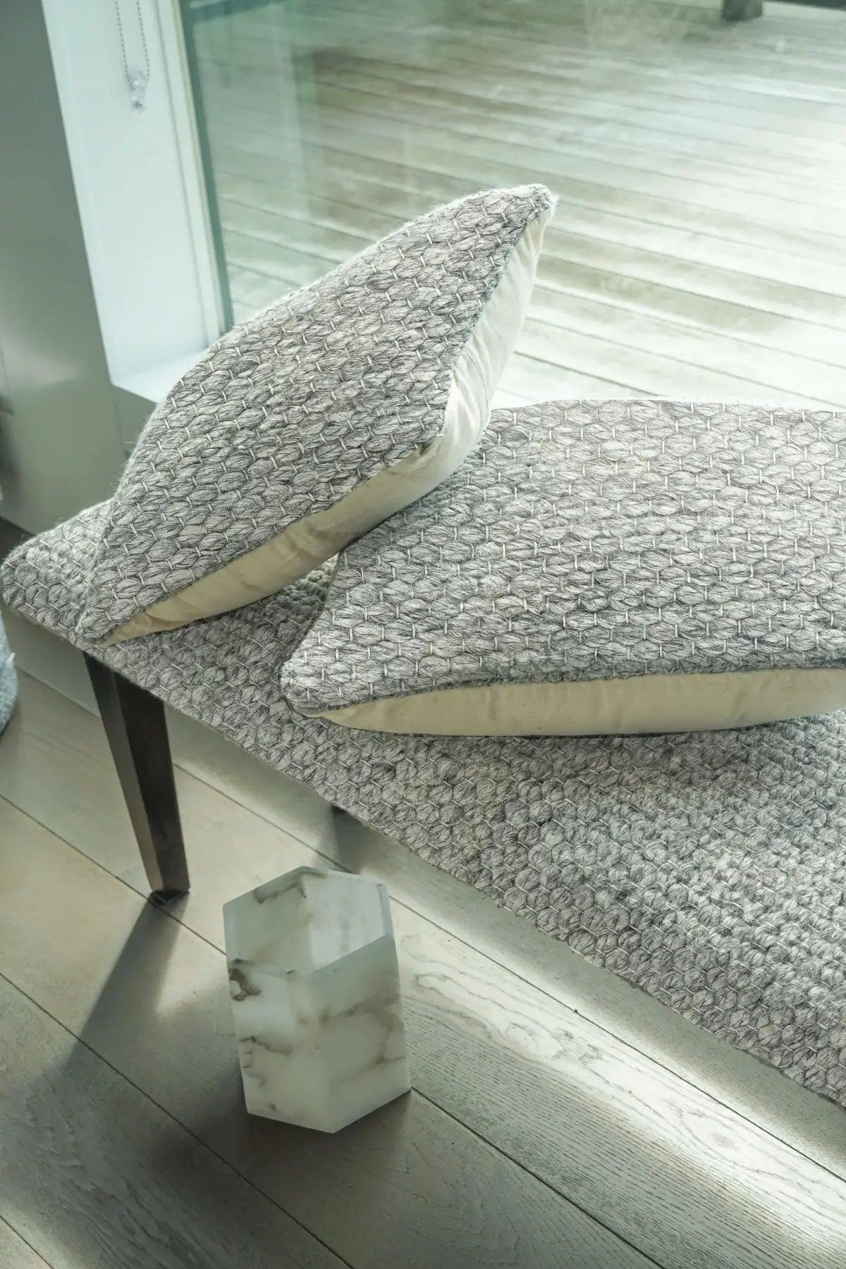 Handwoven Clean Grey Dining Room Table Bench
